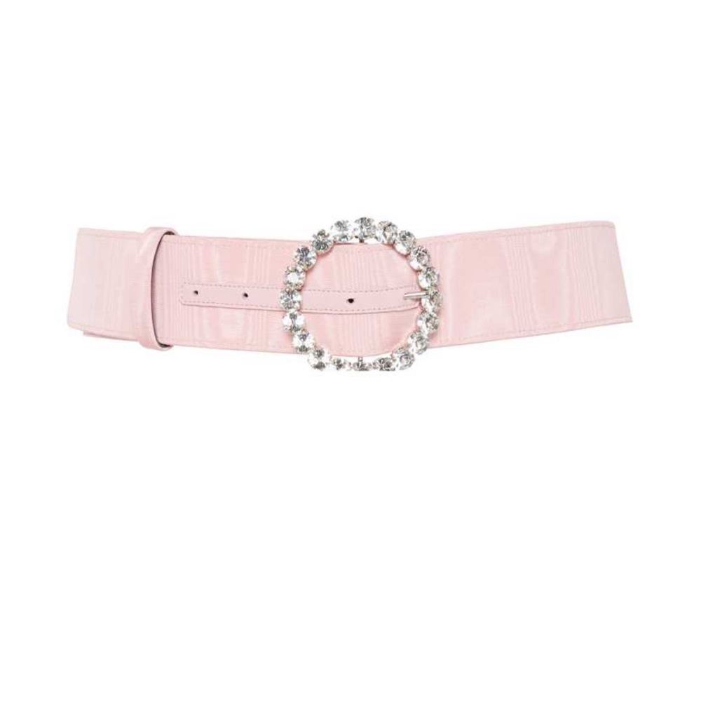 The Attico Pink Rounded Crystal Buckle Belt